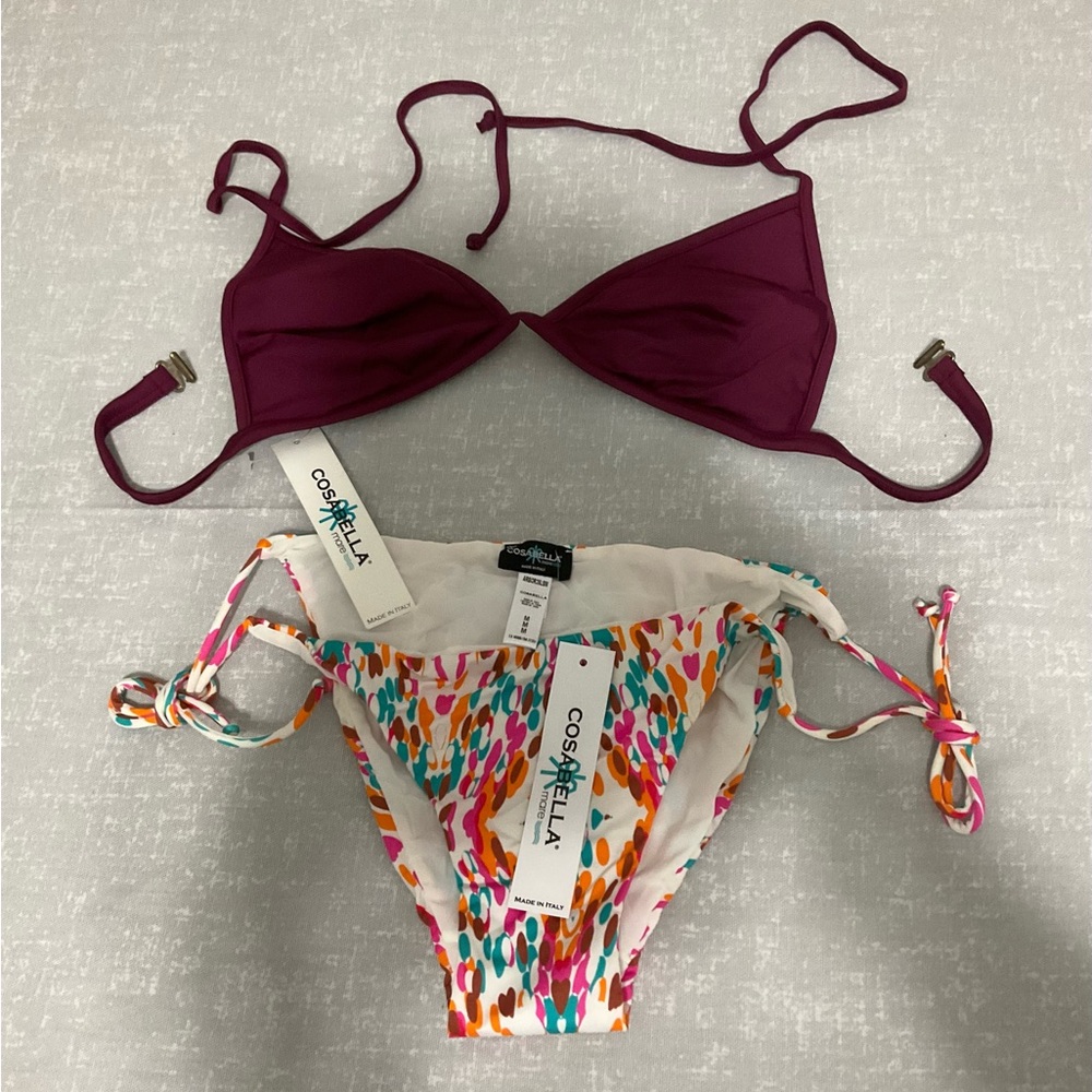 Cosabella Purple and Multicolor Bikini Set Made in Italy Size M